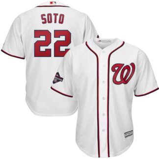 Nationals 22 Juan Soto White 2019 World Series Champions Cool Base Jersey Dzhi