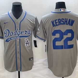 Men's Los Angeles Dodgers #22 Clayton Kershaw Grey Cool Base Stitched Jersey