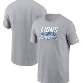 Men's Detroit Lions Gray 2023 Playoffs Iconic T-Shirt