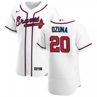 Atlanta Braves #20 Marcell Ozuna Men’s Nike White Home 2020 Authentic Player MLB Jersey