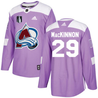 Adidas Colorado Avalanche #29 Nathan MacKinnon Purple Youth 2022 Stanley Cup Final Patch Authentic Fights Cancer St...