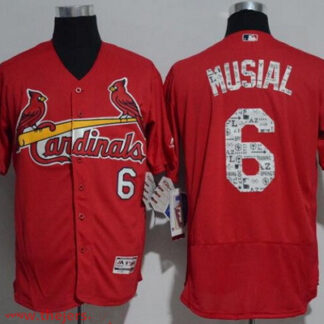 Men's St. Louis Cardinals #6 Stan Musial Retired Red 2017 Spring Training Stitched MLB Majestic Flex Base Jersey