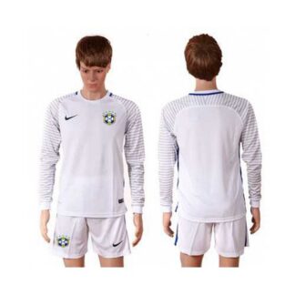 Brazil Blank White Goalkeeper Long Sleeves Soccer Country Jersey