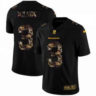 Seattle Seahawks #3 Russell Wilson Men’s Black Nike Flocked Lightning Vapor Limited NFL Jersey
