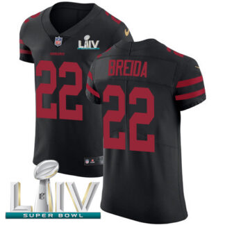 Nike San Francisco 49ers #22 Matt Breida Black Super Bowl LIV 2020 Alternate Men’s Stitched NFL Vapor Untouchable E...