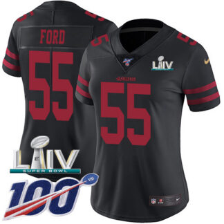 Nike San Francisco 49ers #55 Dee Ford Black Super Bowl LIV 2020 Alternate Women’s Stitched NFL 100th Season Vapor L...