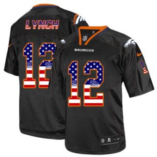 Nike Denver Broncos #12 Paxton Lynch Black Men’s Stitched NFL Elite USA Flag Fashion Jersey