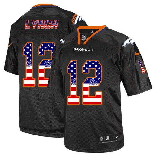 Nike Denver Broncos #12 Paxton Lynch Black Men’s Stitched NFL Elite USA Flag Fashion Jersey