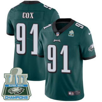 Nike Philadelphia Eagles #91 Fletcher Cox Midnight Green Team Color Super Bowl LII Champions Youth Stitched NFL Vap...