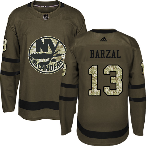 Adidas New York Islanders #13 Mathew Barzal Green Salute to Service Stitched Youth NHL Jersey