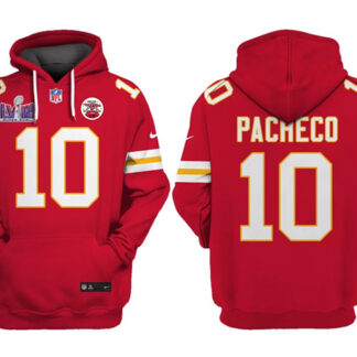 Men's Kansas City Chiefs #10 Isiah Pacheco Red Super Bowl LVIII Patch Limited Edition Hoodie