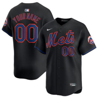 Men's New York Mets Active Player Cutsom 2024 Black Alternate Limited Stitched Baseball Jersey