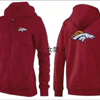 Womens Denver Broncos Team Logo 2015 Full Zip Hoodie-31
