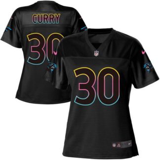 Nike Carolina Panthers #30 Stephen Curry Black Women’s NFL Fashion Game Jersey