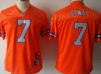 Denver Broncos #7 John Elway Orange Throwback Womens Jersey