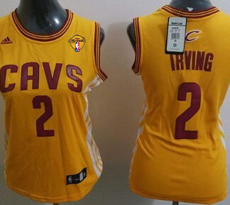 Women's Cleveland Cavaliers #2 Kyrie Irving Yellow 2016 The NBA Finals Patch Jersey
