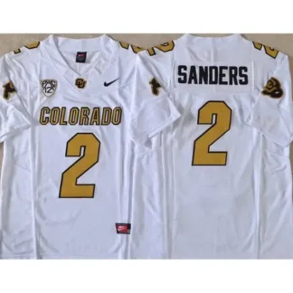 Men's Colorado Buffaloes White #2 Sanders Stitched Jersey