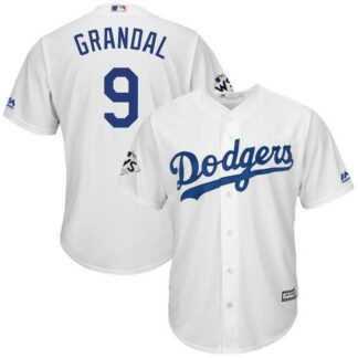 Los Angeles Dodgers #9 Yasmani Grandal White 2017 World Series Bound Cool Base Player Jersey