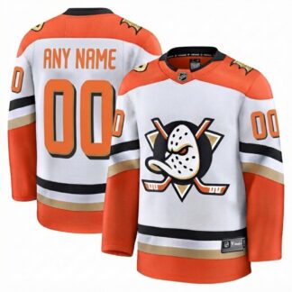 Men's Anaheim Ducks White Away Premium Custom Jersey
