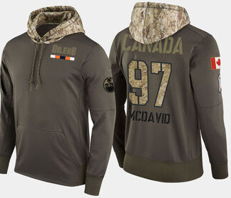 Nike Edmonton Oilers 97 Connor Mcdavid Olive Salute To Service Pullover Hoodie