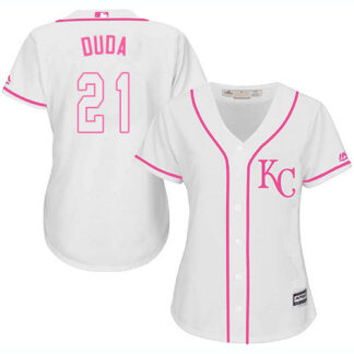 Kansas City Royals #21 Lucas Duda White/Pink Fashion Women’s Stitched MLB Jersey