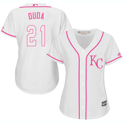 Kansas City Royals #21 Lucas Duda White/Pink Fashion Women’s Stitched MLB Jersey