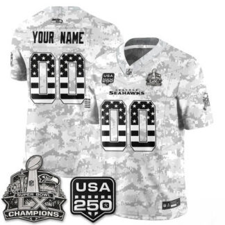 Men's Seattle Seahawks Camo 2026 Salute to Service Edition Vapor F.U.S.E. Limited Custom Jersey PHBE