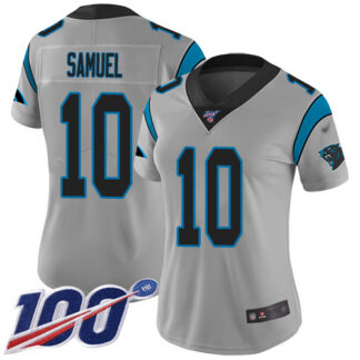 Nike Carolina Panthers #10 Curtis Samuel Silver Women’s Stitched NFL Limited Inverted Legend 100th Season Jersey