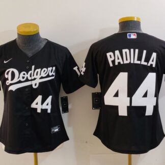 Women's Los Angeles Dodgers #44 Vicente Padilla Number Black Cool Base Stitched Jerseys