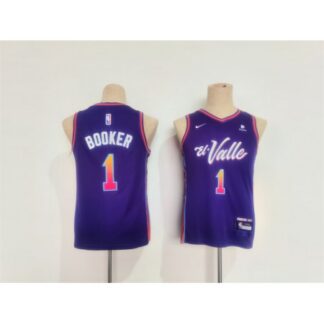 Youth Phoenix Suns #1 Devin Booker Purple City Edition Stitched Basketball Jersey A0B8