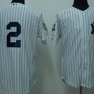 New York Yankees #2 Derek Jeter white Jerseys