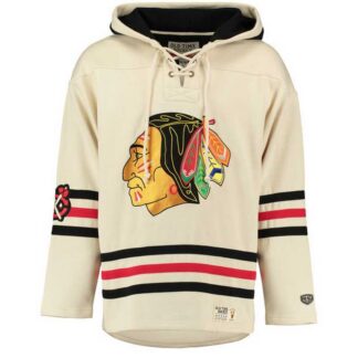 Chicago Blackhawks Blank (No Name & Number) Cream CCM Throwback Stitched NHL Hoodie WanKe