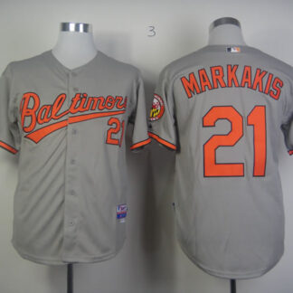 Baltimore Orioles #21 Nick Markakis Gray Jerseys