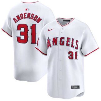 Men's Los Angeles Angels #31 Tyler Anderson White Home Limited Baseball Stitched Jersey Dzhi