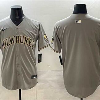 Men's Milwaukee Brewers Blank Gray Home Limited Stitched Jersey