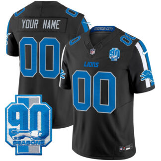 Men's & Women's & Youth Detroit Lions Customized Black 2025 F.U.S.E. 90th Year Patch Limited Stitched Football Jersey