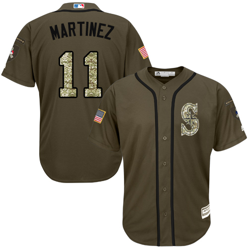 Seattle Mariners #11 Edgar Martinez Green Salute to Service Stitched Youth MLB Jersey