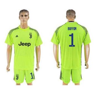 Juventus #1 Buffon Shiny Green Goalkeeper Soccer Club Jersey