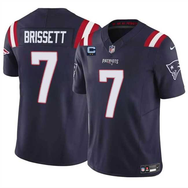 Men & Women & Youth New England Patriots #7 Jacoby Brissett Navy F.U.S.E. With 2-Star C Patch Vapor Limited Stitche...