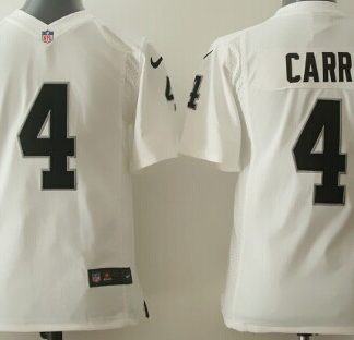 Nike Oakland Raiders #4 Derek Carr White Game Kids Jersey