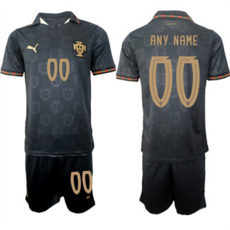 Men's Portugal Team Custom Black 2026 World Cup Away Soccer Jersey Suit