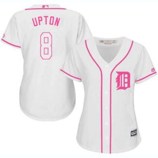 Detroit Tigers #8 Justin Upton White/Pink Fashion Women’s Stitched MLB Jersey