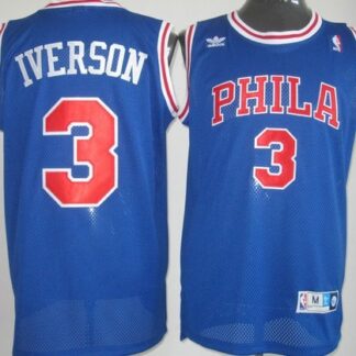 Philadelphia Sixers #3 Allen Iverson Blue With PHILA Swingman Throwback Jersey