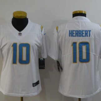Women Nike Chargers 10 Justin Herbert White Vapor Untouchable Limited Jersey