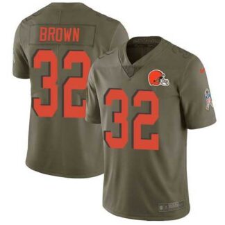 Nike Browns 32 Jim Brown Olive Salute To Service Limited Jersey Dzhi