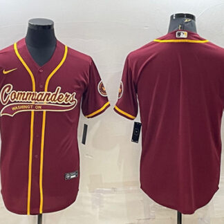 Men's Washington Commanders Blank Burgundy With Patch Cool Base Stitched Baseball Jersey