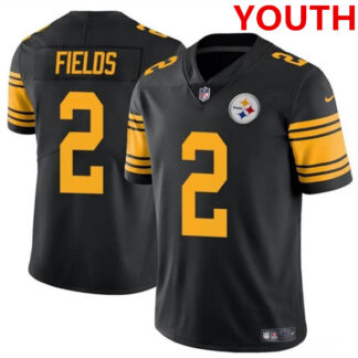 Youth Pittsburgh Steelers #2 Justin Fields Black Color Rush Limited Football Stitched Jersey