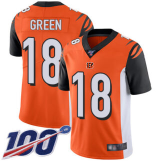 Nike Cincinnati Bengals #18 A.J. Green Orange Alternate Men’s Stitched NFL 100th Season Vapor Limited Jersey