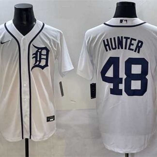 Men's Detroit Tigers #48 Brant Hurter White Cool Base Stitched Baseball Jersey