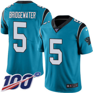 Nike Carolina Panthers #5 Teddy Bridgewater Blue Men’s Stitched NFL Limited Rush 100th Season Jersey